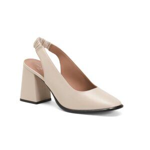 LINEA PAOLO cream Leather Giana Slingback Heels